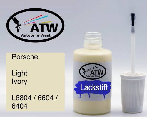 Porsche, Light Ivory, L6804 / 6604 / 6404: 20ml Lackstift, von ATW Autoteile West.